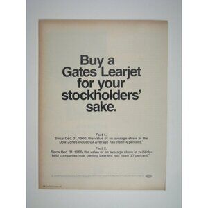 Vintage Reasons to Buy Gates Learjet Advertisement Print 1960s ADVERT Print Ad